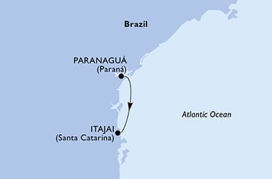 1 night South American cruise on MSC Musica 
from 🇧🇷 Paranagua to 🇧🇷 Itajai 