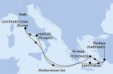 7 nights Mediterranean cruise on MSC Divina 
from 🇮🇹 Naples 