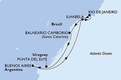 9 nights South American cruise on MSC Splendida 
from 🇧🇷 Rio de Janeiro 