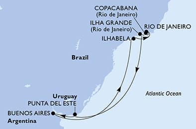 9 nights South American cruise on MSC Splendida 
from 🇦🇷 Buenos Aires 