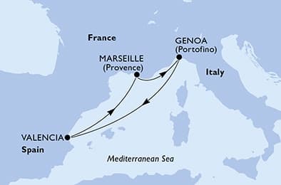 4 nights Mediterranean cruise on MSC Musica 
from 🇮🇹 Genova 