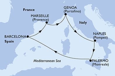 6 nights Mediterranean cruise on MSC Seashore 
from 🇪🇸 Barcelona 