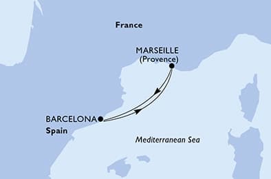 2 nights Extraordinary cruise on MSC Seashore 
from 🇫🇷 Marseille 