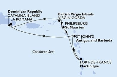 7 nights Caribbean cruise on MSC Opera 
from 🇩🇴 La Romana 