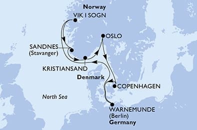 7 nights North European cruise on MSC Splendida 
from 🇩🇪 Rostock (Berlin) 