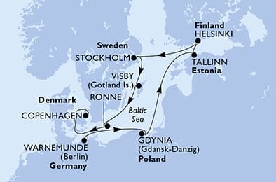 10 nights North European cruise on MSC Splendida 
from 🇩🇪 Rostock (Berlin) to 🇩🇰 Copenhagen 