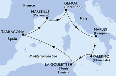 7 nights Mediterranean cruise on MSC Euribia 
from 🇮🇹 Genova 
