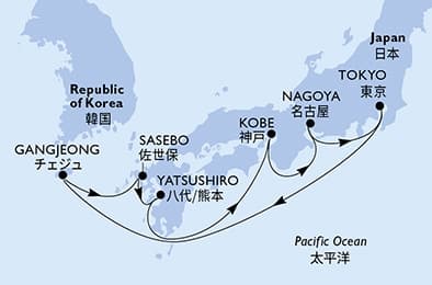9 nights Asian cruise on MSC Bellissima 
from 🇯🇵 Tokyo 