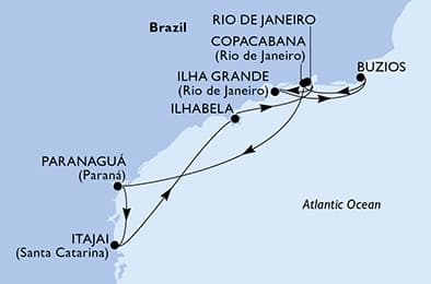 7 nights South American cruise on MSC Musica 
from 🇧🇷 Paranagua 