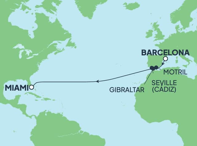 13 nights Transatlantic cruise on AURA 
from 🇪🇸 Tarragona to 🇺🇸 Miami 