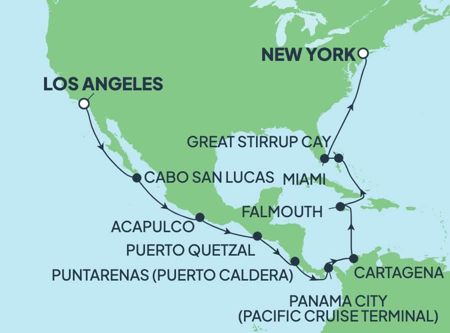 20 nights Panama canal cruise on Norwegian Bliss 
from 🇺🇸 Los Angeles to 🇺🇸 New York 