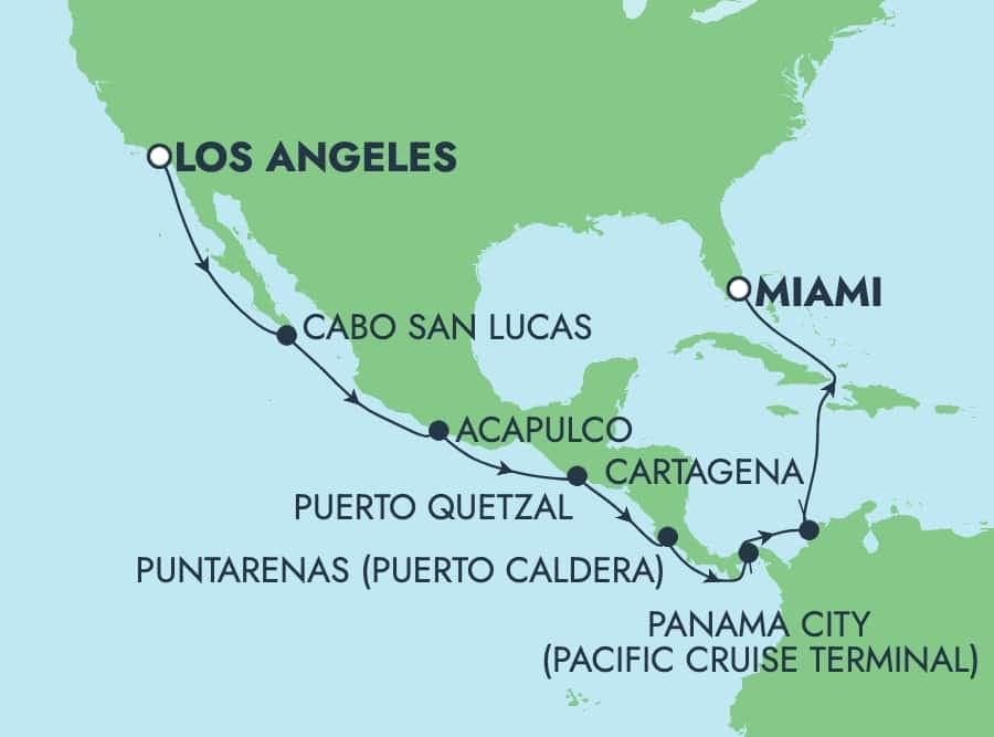 15 nights Panama canal cruise on Norwegian Encore 
from 🇺🇸 Los Angeles to 🇺🇸 Miami 