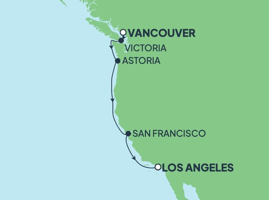 6 nights North west American cruise on Norwegian Encore 
from 🇨🇦 Vancouver to 🇺🇸 Los Angeles 