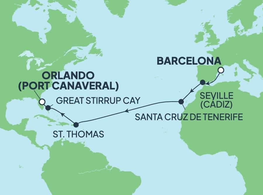 14 nights Transatlantic cruise on Norwegian Epic 
from 🇪🇸 Barcelona to 🇺🇸 Cape Canaveral 