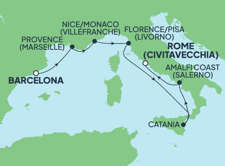 7 nights Mediterranean cruise on Norwegian Epic 
from 🇪🇸 Barcelona to 🇮🇹 Civitavecchia 