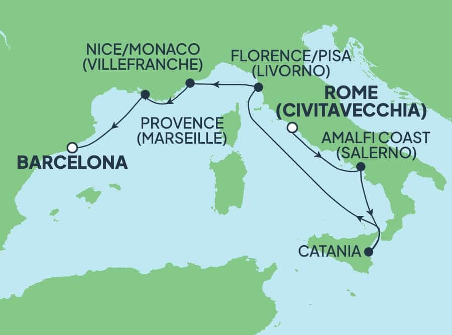 7 nights Mediterranean cruise on Norwegian Epic 
from 🇮🇹 Civitavecchia to 🇪🇸 Barcelona 
