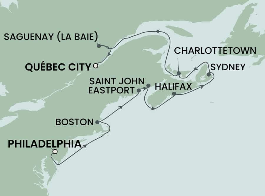 11 nights North East American cruise on Norwegian Dawn 
from 🇺🇸 Philadelphia to 🇨🇦 Quebec 