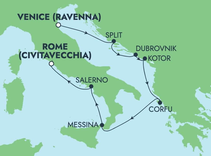 7 nights Mediterranean cruise on Norwegian Gem 
from 🇮🇹 Ravenna to 🇮🇹 Civitavecchia 