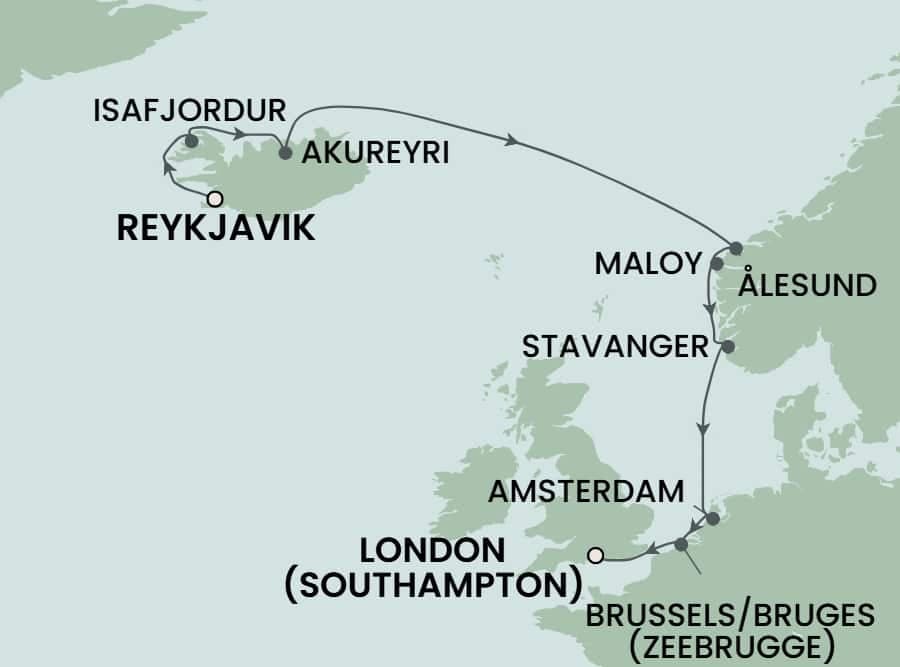 10 nights North European cruise on Norwegian Getaway 
from 🇮🇸 Reykjavik to 🇬🇧 Southampton 