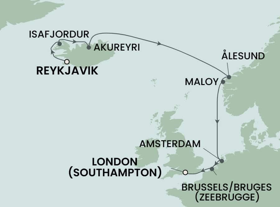 10 nights North European cruise on Norwegian Getaway 
from 🇮🇸 Reykjavik to 🇬🇧 Southampton 