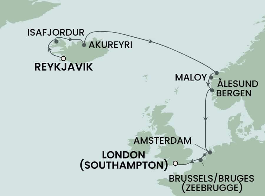 10 nights North European cruise on Norwegian Getaway 
from 🇮🇸 Reykjavik to 🇬🇧 Southampton 