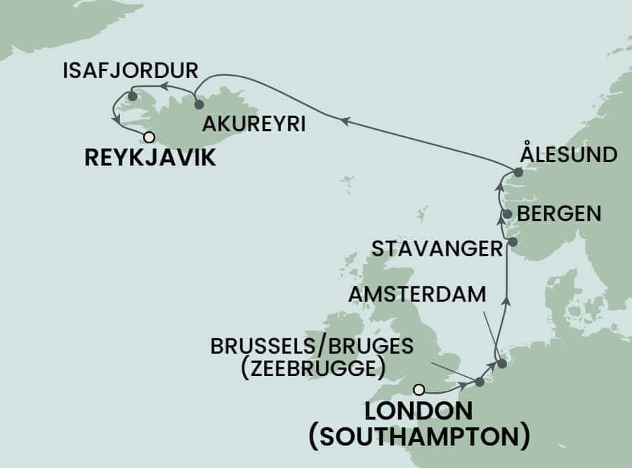 11 nights North European cruise on Norwegian Getaway 
from 🇬🇧 Southampton to 🇮🇸 Reykjavik 
