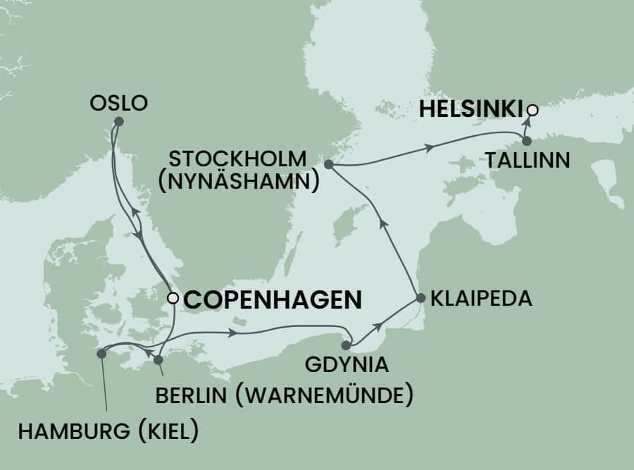 9 nights North European cruise on Norwegian Getaway 
from 🇩🇰 Copenhagen to 🇫🇮 Helsinki 