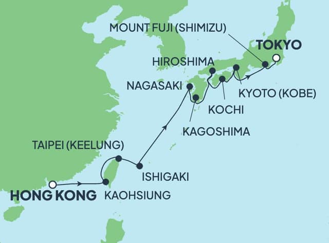 11 nights Asian cruise on Norwegian Jade 
from 🇭🇰 Hong Kong to 🇯🇵 Tokyo 