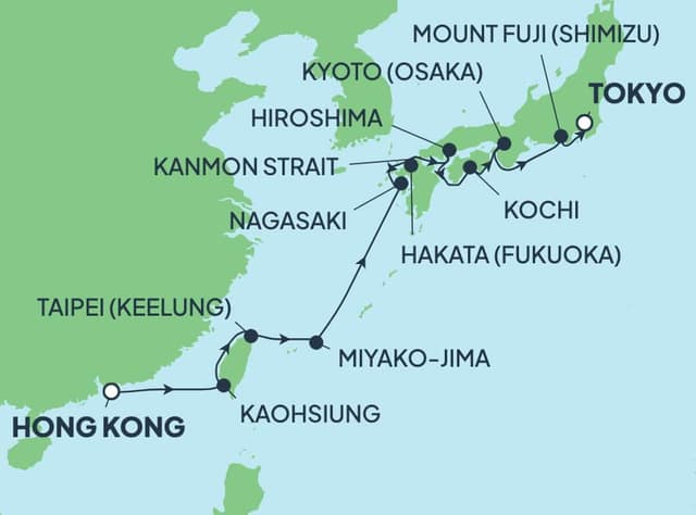 11 nights Asian cruise on Norwegian Jade 
from 🇭🇰 Hong Kong to 🇯🇵 Tokyo 