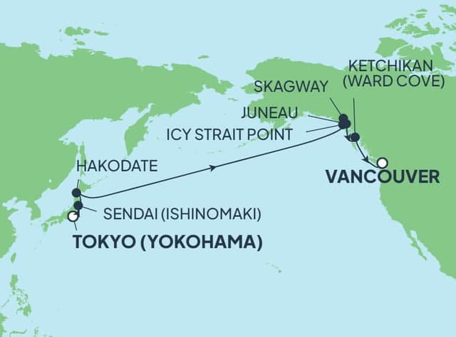 15 nights Extraordinary cruise on Norwegian Jade 
from 🇯🇵 Yokohama to 🇨🇦 Vancouver 