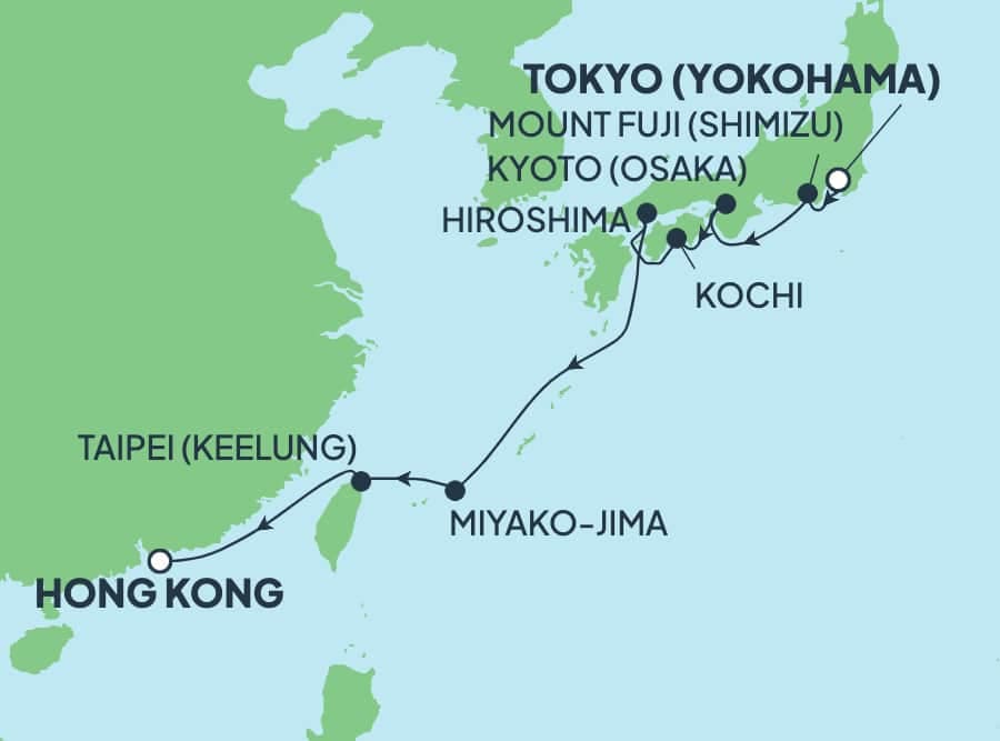 9 nights Asian cruise on Norwegian Jade 
from 🇯🇵 Yokohama to 🇭🇰 Hong Kong 