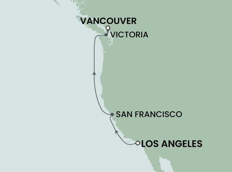7 nights North west American cruise on Norwegian Joy 
from 🇺🇸 Los Angeles to 🇨🇦 Vancouver 