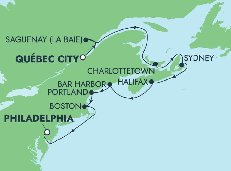 10 nights North East American cruise on Norwegian Jewel 
from 🇨🇦 Quebec to 🇺🇸 Philadelphia 