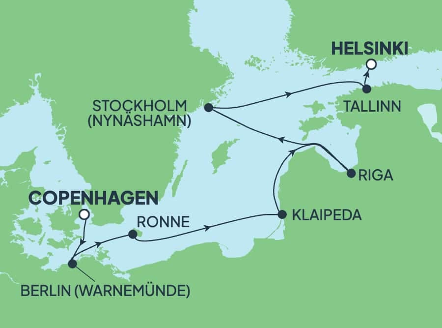 7 nights North European cruise on Norwegian Jewel 
from 🇩🇰 Copenhagen to 🇫🇮 Helsinki 