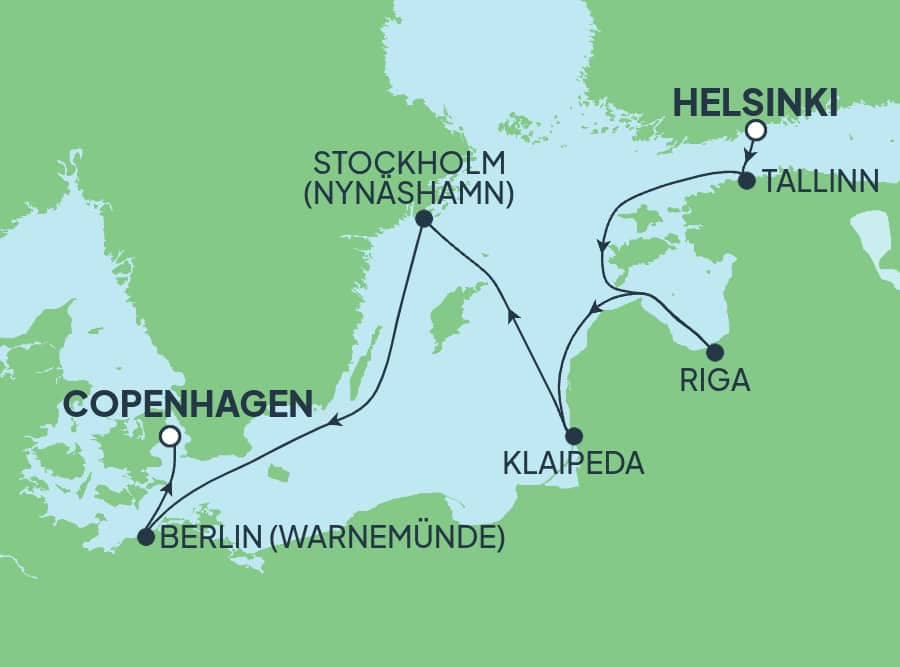 8 nights North European cruise on Norwegian Jewel 
from 🇫🇮 Helsinki to 🇩🇰 Copenhagen 
