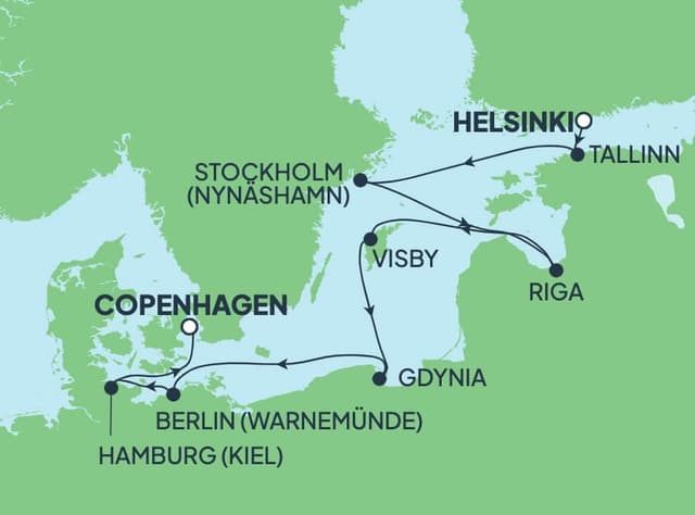 9 nights North European cruise on Norwegian Jewel 
from 🇫🇮 Helsinki to 🇩🇰 Copenhagen 