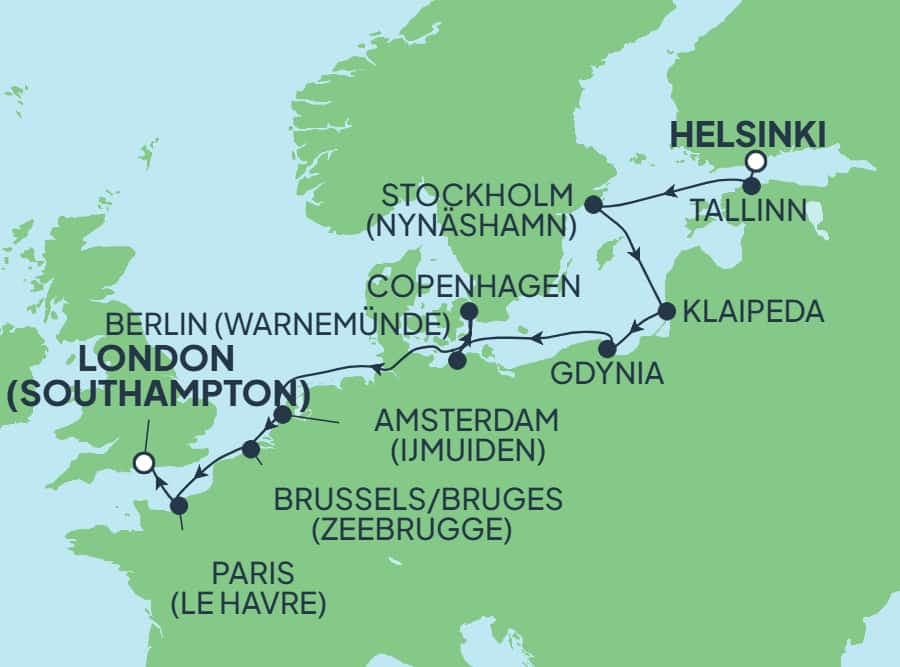 11 nights North European cruise on Norwegian Prima 
from 🇫🇮 Helsinki to 🇬🇧 Southampton 