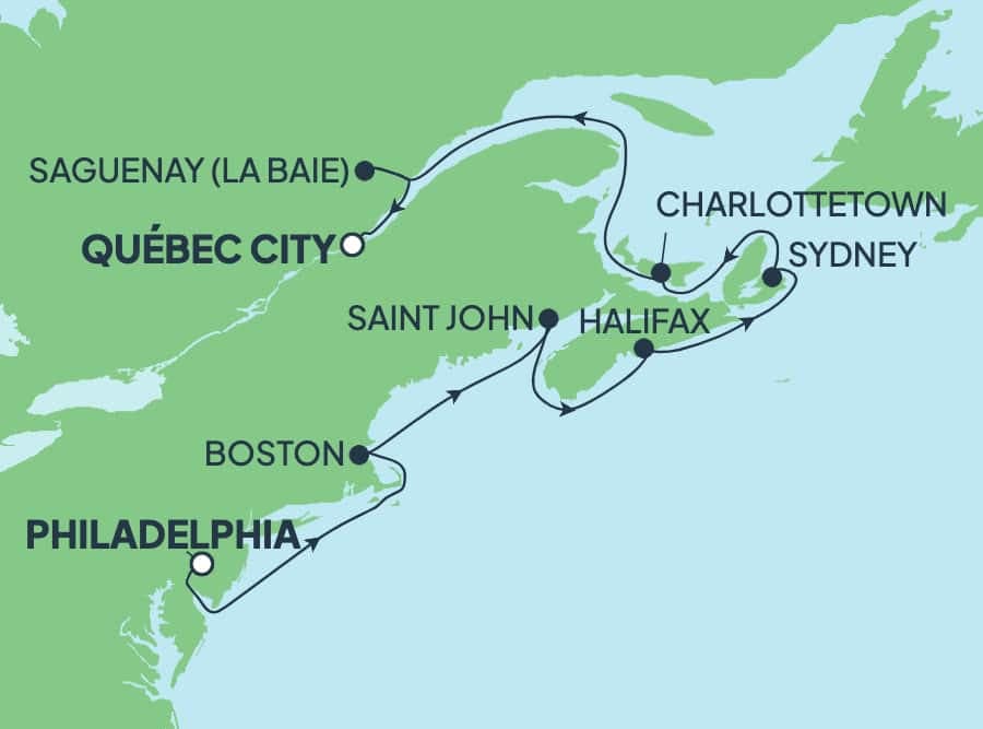 11 nights North East American cruise on Norwegian Pearl 
from 🇺🇸 Philadelphia to 🇨🇦 Quebec 