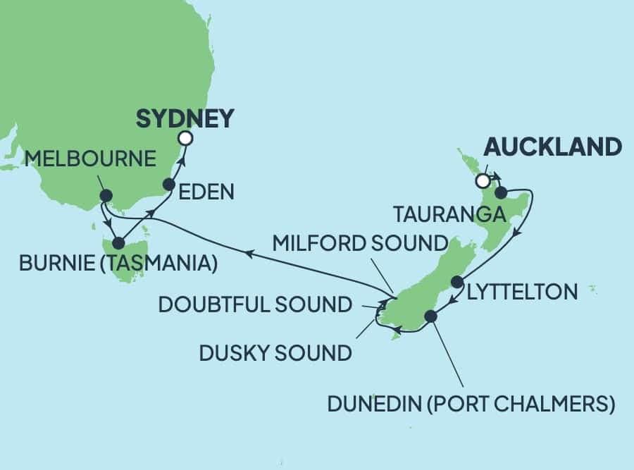 11 nights Australian cruise on Norwegian Spirit 
from 🇳🇿 Auckland to 🇦🇺 Sydney 