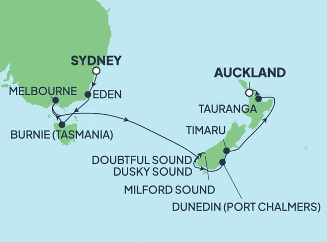 11 nights Australian cruise on Norwegian Spirit 
from 🇦🇺 Sydney to 🇳🇿 Auckland 