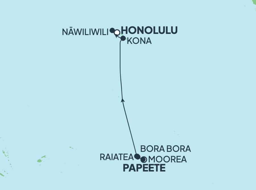 12 nights Hawaiian cruise on Norwegian Spirit 
from 🇵🇫 Papeete to 🇺🇸 Honolulu 