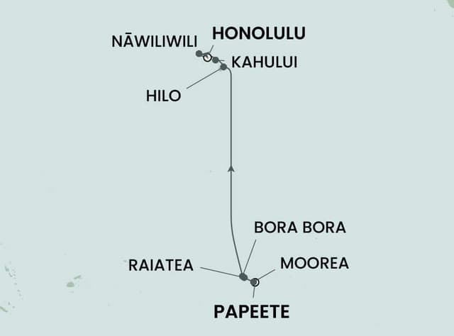 12 nights Hawaiian cruise on Norwegian Spirit 
from 🇵🇫 Papeete to 🇺🇸 Honolulu 