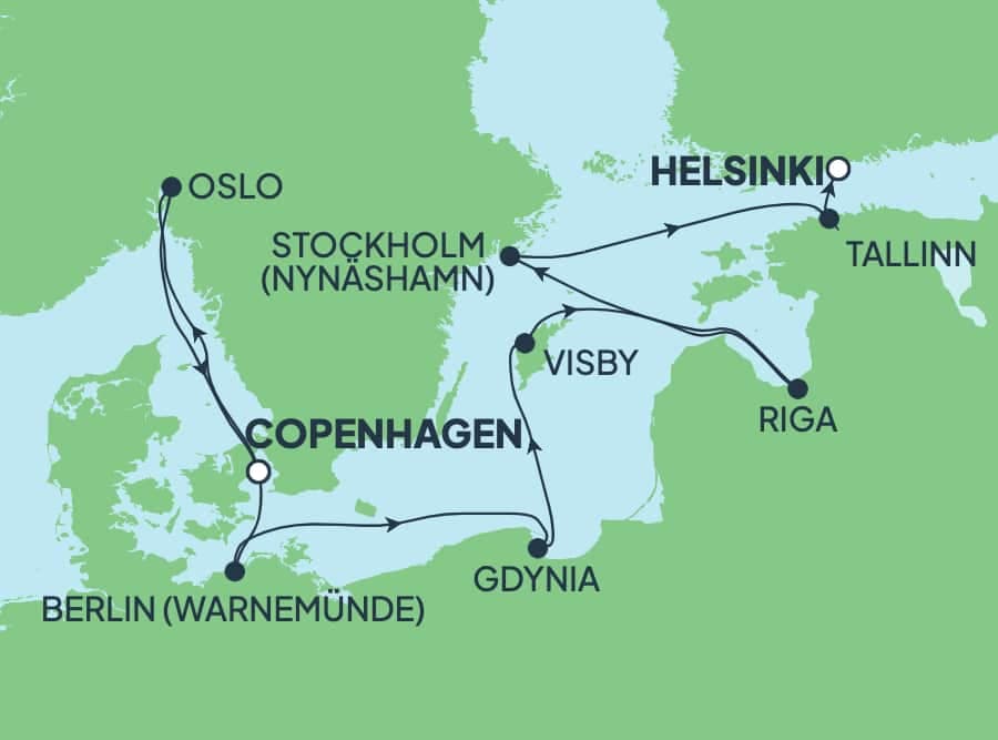 9 nights North European cruise on Norwegian Sun 
from 🇩🇰 Copenhagen to 🇫🇮 Helsinki 