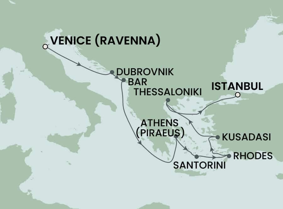 10 nights Mediterranean cruise on Norwegian Viva 
from 🇮🇹 Ravenna to 🇹🇷 Istanbul 