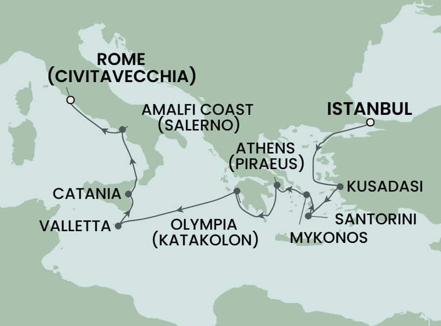9 nights Mediterranean cruise on Norwegian Viva 
from 🇹🇷 Istanbul to 🇮🇹 Civitavecchia 