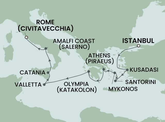 9 nights Mediterranean cruise on Norwegian Viva 
from 🇹🇷 Istanbul to 🇮🇹 Civitavecchia 