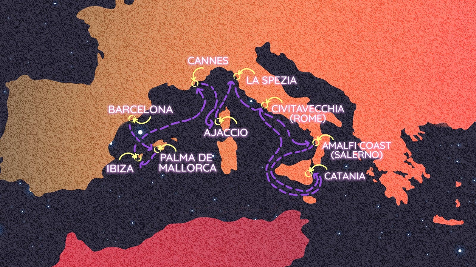 12 nights Mediterranean cruise on Scarlet Lady
from ๐ช๐ธ Barcelona to ๐ฎ๐น Civitavecchia