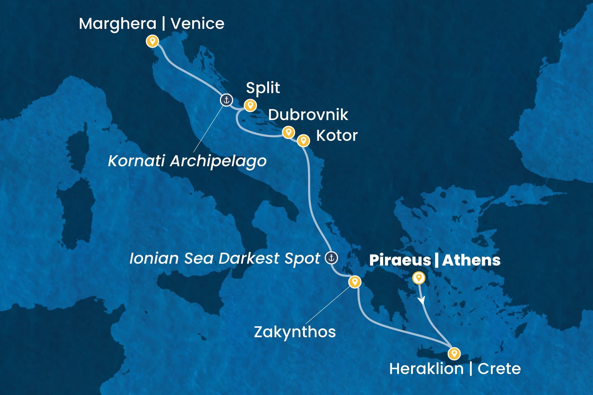 6 nights cruise on Costa Deliziosa
from ๐ฌ๐ท Piraeus to ๐ฎ๐น Marghera