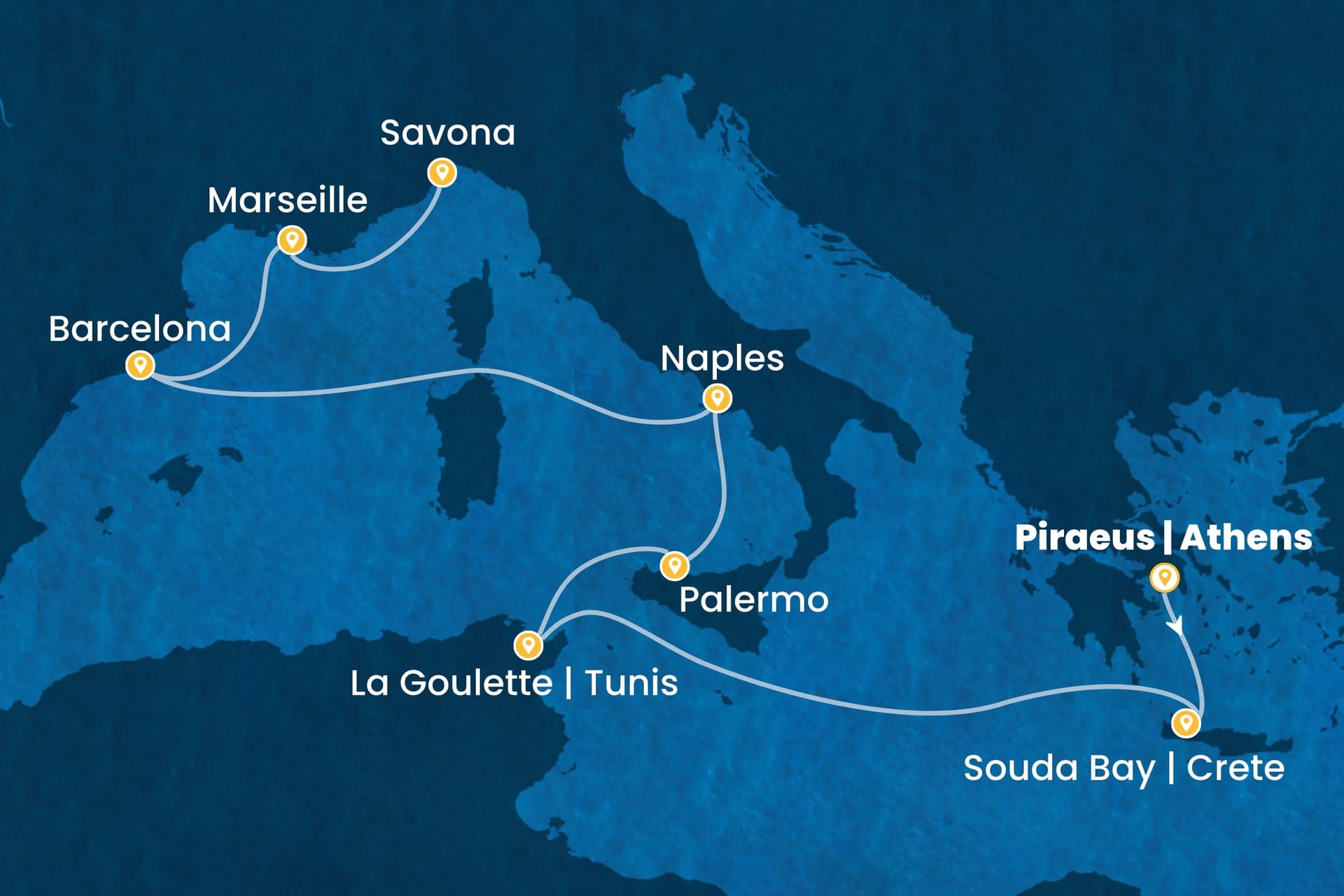 9 nights cruise on Costa Pacifica
from ๐ฌ๐ท Piraeus to ๐ฎ๐น Savona