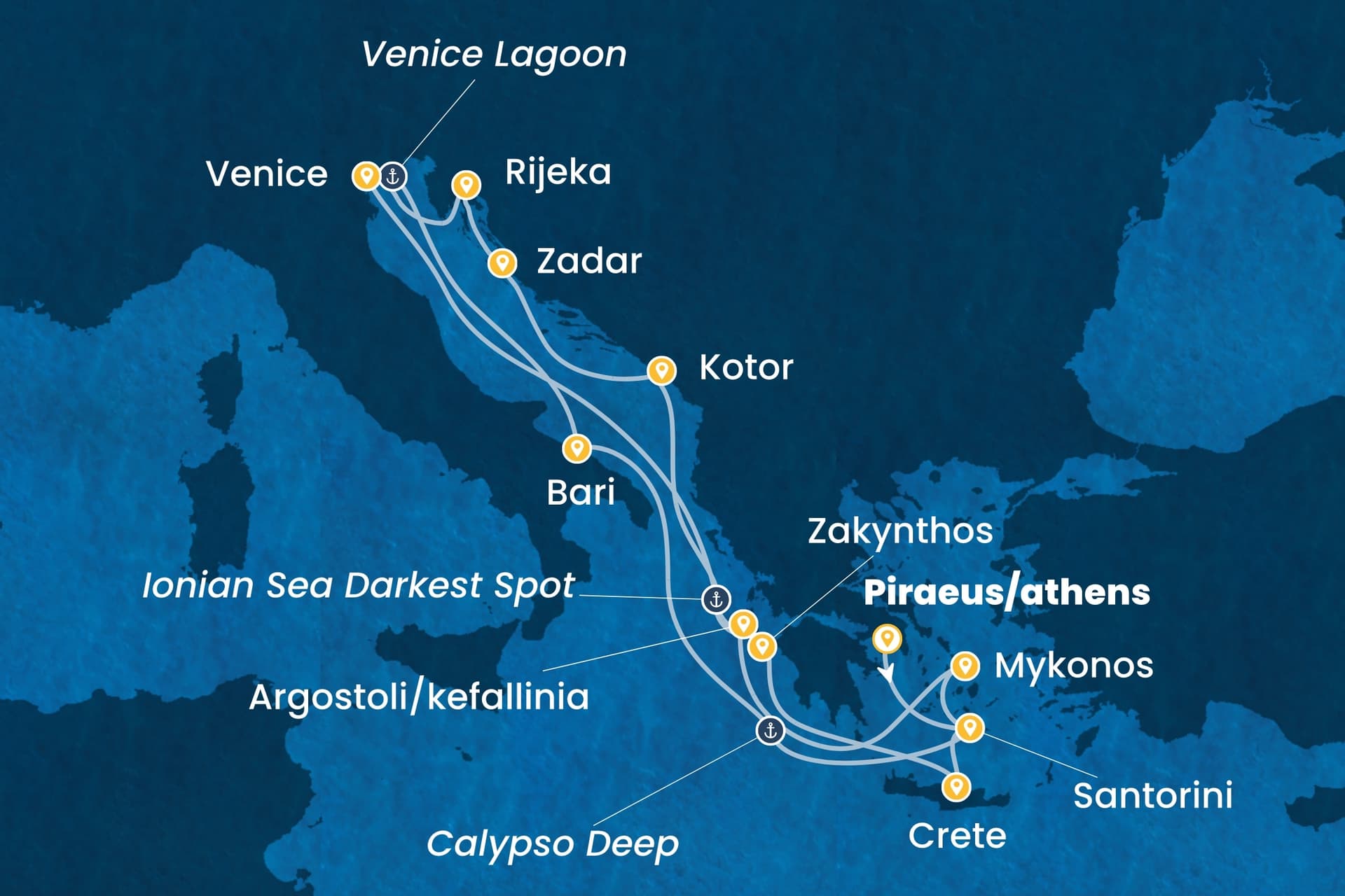 14 nights cruise on Costa Deliziosa
from ๐ฌ๐ท Piraeus to ๐ฎ๐น Marghera